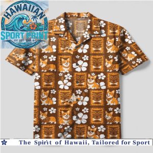 Cute Corgi Tiki Totem Tropical Flower Hawaiian Shirt