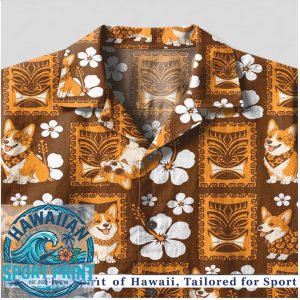 Cute Corgi Tiki Totem Tropical Flower Hawaiian Shirt