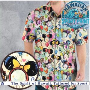 Cute Disney Theme Park Mouse Ears Balloons Tie Dye Hawaiian Shirt