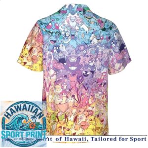 Cute Monsters Colorful Pattern Anime Cartoon Hawaiian Shirt