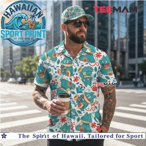 Cute Munchlax Pokemon Floral Summer Pattern Hawaiian Shirt