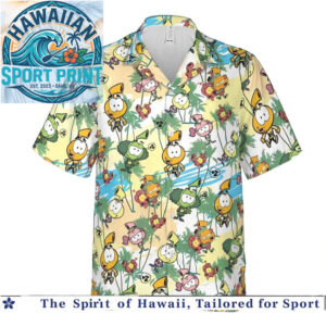 Cute Oddbods Cartoon Characters Funny Tropical Hawaiian Shirt