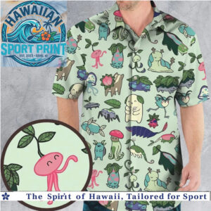 Cute Pink Plant Creatures Fantasy Nature Hawaiian Shirt