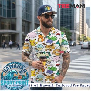 Cute Pokémon Doodles All Over Print Summer Hawaiian Shirt