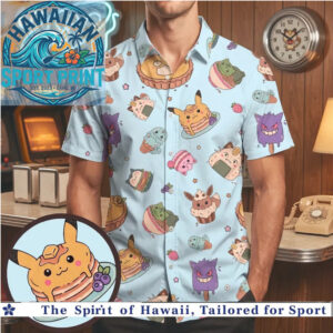 Cute Pokemon Sweet Desserts Pikachu Eevee Gengar Kawaii Hawaiian Shirt