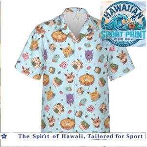Cute Pokemon Sweet Desserts Pikachu Eevee Gengar Kawaii Hawaiian Shirt