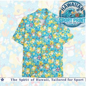 Cute Psyduck Pokemon Cartoon Summer Beach Hawaiian Shirt