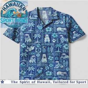 Cute Pug Dog Tropical Summer Blue Pattern Hawaiian Shirt