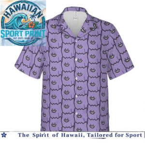 Cute Purple Ditto Pokemon Face Pattern Hawaiian Shirt