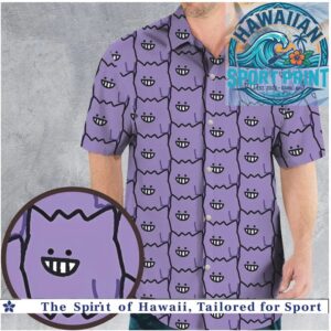 Cute Purple Ditto Pokemon Face Pattern Hawaiian Shirt