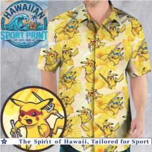 Cute Samurai Pikachu Ninja Anime Japanese Style Hawaiian Shirt