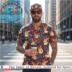 Cute Victini Pokemon Floral Festive Summer Hawaiian Shirt