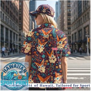 Cute Victini Pokemon Floral Festive Summer Hawaiian Shirt