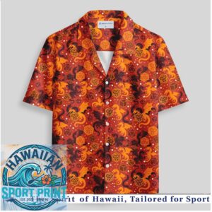 D&D Dragons and Dice Fantasy Gaming Red Hawaiian Shirt