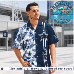 Dallas Cowboys Star Tropical Floral Summer Button Down Aloha Shirt