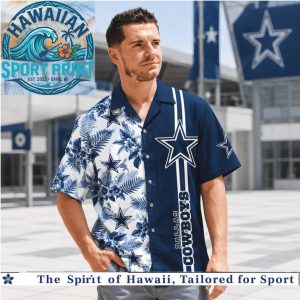 Dallas Cowboys Star Tropical Floral Summer Button Down Aloha Shirt