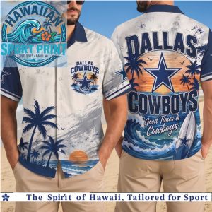 Dallas Cowboys Tropical Sunset Palm Beach Aloha Hawaiian Shirt