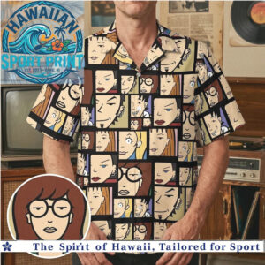 Daria Cartoon Face Grid Vintage Aesthetic Hawaiian Shirt