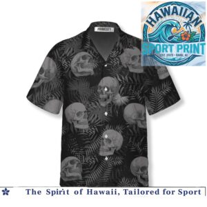 Dark Tropical Skull Leaves Hawaiian Shirt