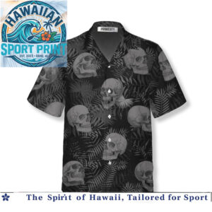 Dark Tropical Skull Leaves Hawaiian Shirt