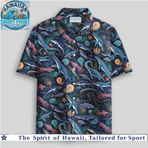 Deep Sea Ocean Prehistoric Marine Life Creatures Hawaiian Shirt