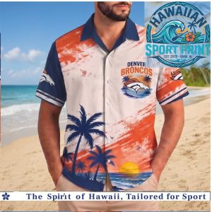 Denver Broncos NFL Tropical Sunset Palm Tree Hawaiian Shirt Beach Aloha