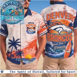 Denver Broncos NFL Tropical Sunset Palm Tree Hawaiian Shirt Beach Aloha