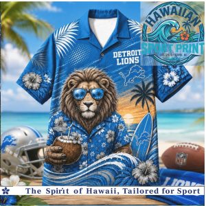 Detroit Lions NFL Lion Tropical Beach Summer Aloha Hawaiian Shirt