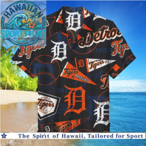 Detroit Tigers Baseball Team Sports Logo Tropical Hawaiian Shirt