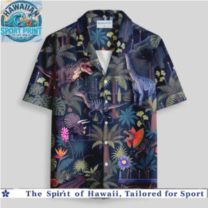 Dinosaur Jurassic Jungle Tropical Summer Hawaiian Shirt