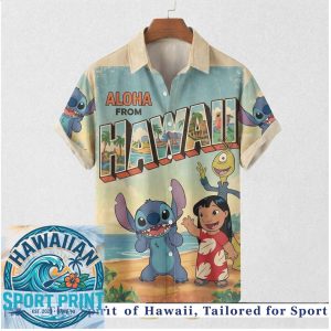 Disney Stitch Aloha From Hawaii Vintage Retro Tropical Vacation Hawaiian Shirt