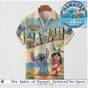 Disney Stitch Aloha From Hawaii Vintage Retro Tropical Vacation Hawaiian Shirt