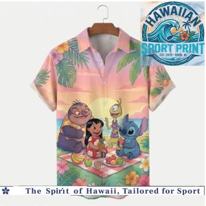 Disney Stitch Beach Picnic Friends Tropical Vacation Summer Hawaiian Shirt