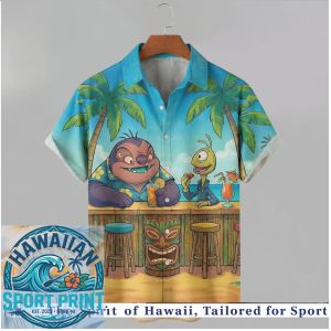 Disney Stitch Tiki Bar Cocktails Friends Tropical Summer Vacation Hawaiian Shirt
