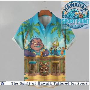 Disney Stitch Tiki Bar Cocktails Friends Tropical Summer Vacation Hawaiian Shirt