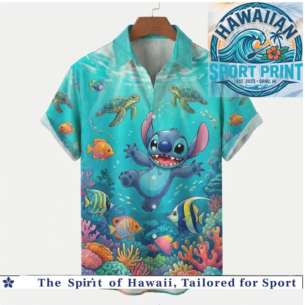 Disney Stitch Underwater Sea Turtle Coral Reef Tropical Hawaiian Shirt Disney Stitch Underwater Sea Turtle Coral Reef Tropical Hawaiian Shirt