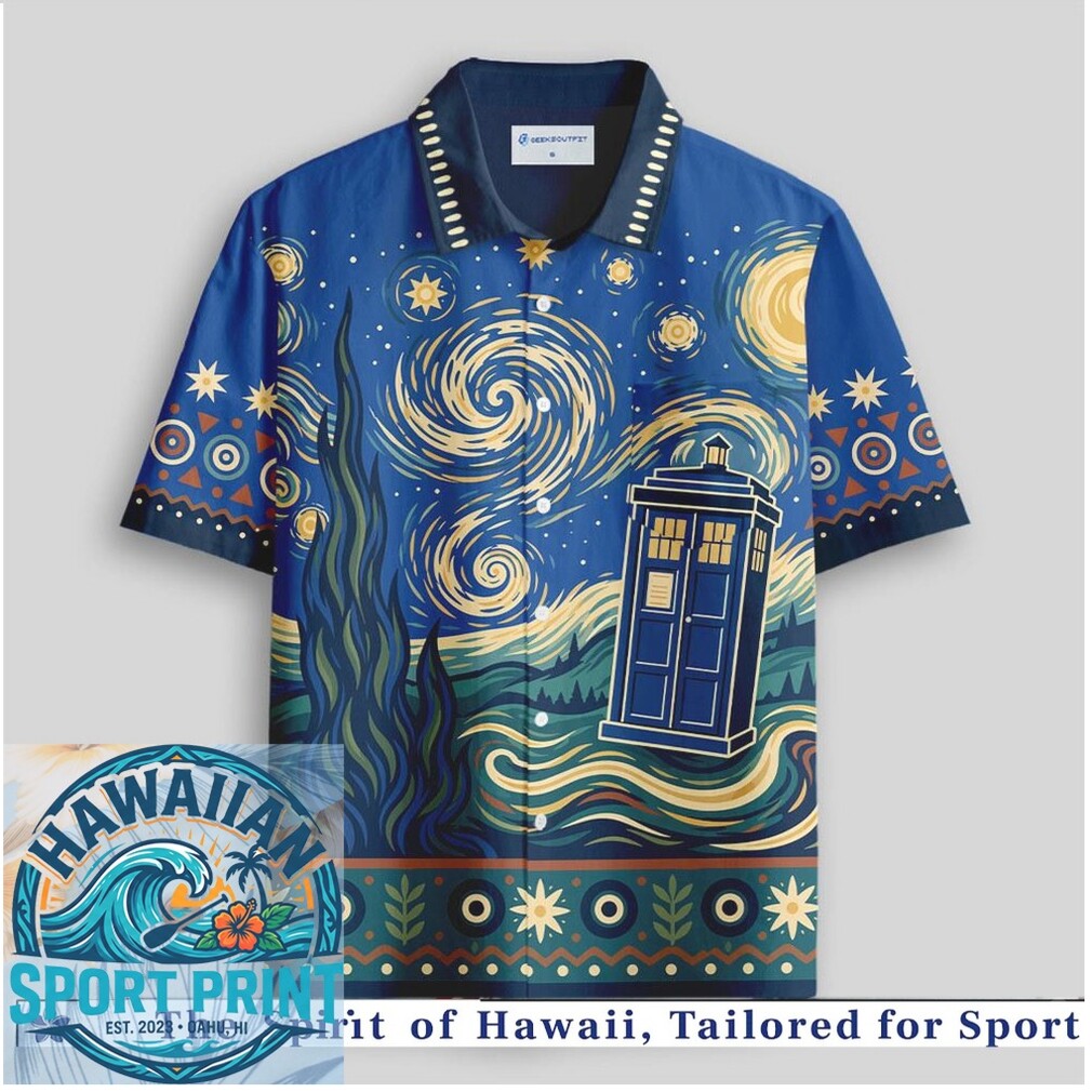 Doctor Who TARDIS Starry Night Van Gogh Hawaiian Shirt Doctor Who TARDIS Starry Night Van Gogh Hawaiian Shirt