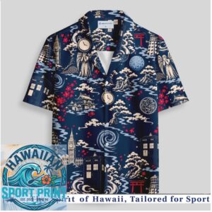 Doctor Who TARDIS Weeping Angel Japanese Ukiyo e Sci Fi Hawaiian Shirt