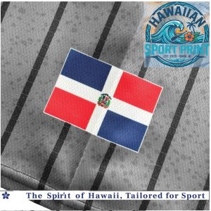 Dominican Republic Flag Striped Gray Baseball Jersey