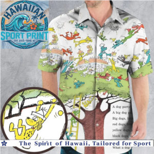 Dr Seuss Go Dog Go Tree Party Kids Book Hawaiian Shirt