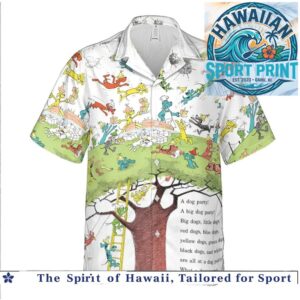 Dr Seuss Go Dog Go Tree Party Kids Book Hawaiian Shirt