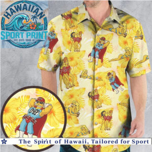 Duff Man Simpsons Beer Logo Tropical Yellow Hawaiian Shirt