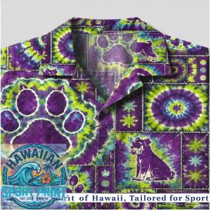 Dog Paw Print Peace Sign Tie Dye Hippie Summer Hawaiian Shirt