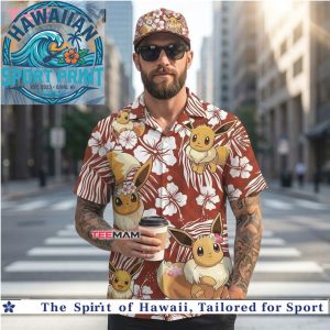 Eevee Floral Hibiscus Botanical Tropical Summer Hawaiian Shirt
