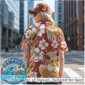 Eevee Floral Hibiscus Botanical Tropical Summer Hawaiian Shirt