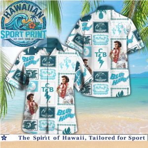 Elvis Presley Blue Hawaii Stamp Collage Aloha Music Festival Hawaiian Shirt