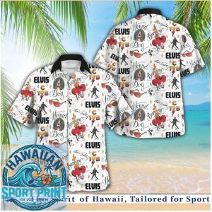 Elvis Presley Hound Dog Heart Music Notes Retro Hawaiian Shirt