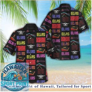 Elvis Presley Neon Typography Collage Rock Music Hawaiian Shirt