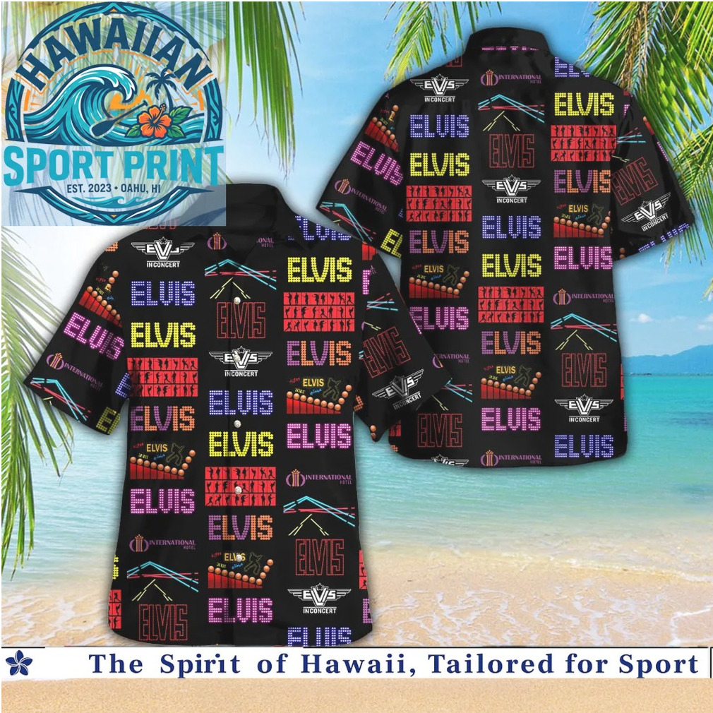 Elvis Presley Neon Typography Collage Rock Music Hawaiian Shirt Elvis Presley Neon Typography Collage Rock Music Hawaiian Shirt