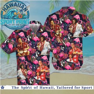 Elvis Presley Pink Flamingo TCB Aloha Tropical Summer Hawaiian Shirt